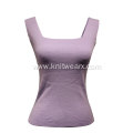 Lady's Knitted Sleeveless Square Neck Vest